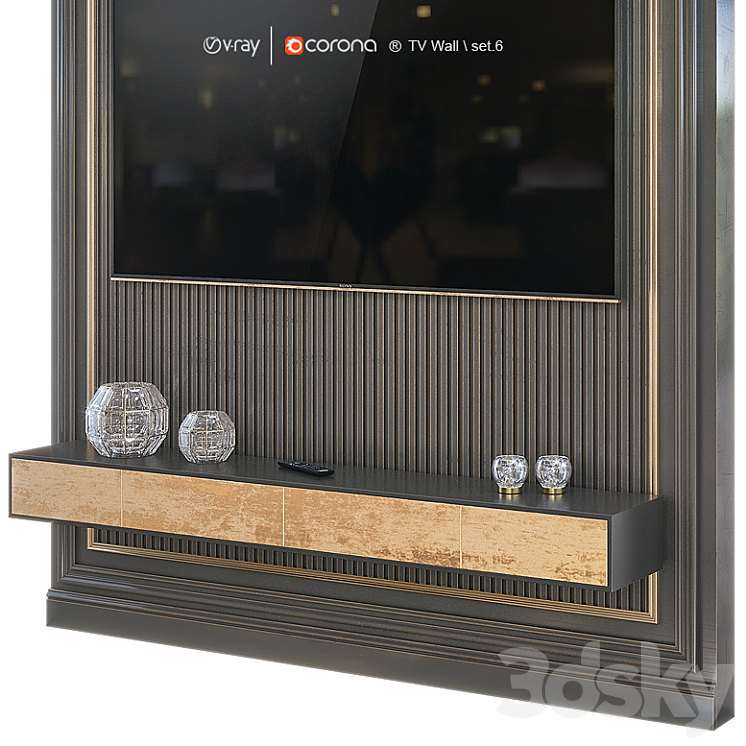 TV Wall set.6 3DS Max - thumbnail 2