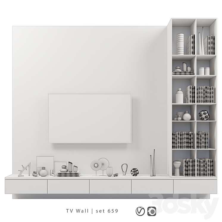 TV Wall | set 659 3DS Max Model - thumbnail 2