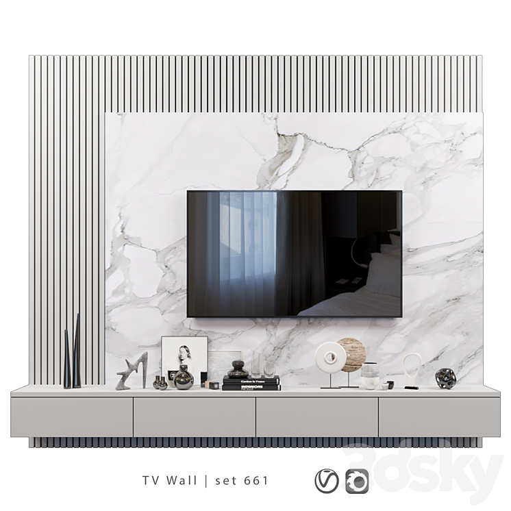 TV Wall | set 661 3DS Max Model - thumbnail 1