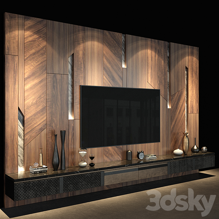 TV Wall set 69 3DS Max - thumbnail 2