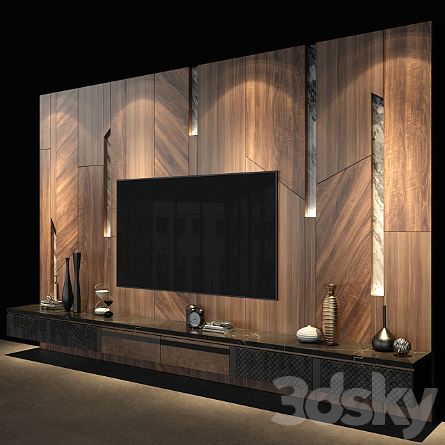 TV Wall set 69 3DSMax File - thumbnail 3