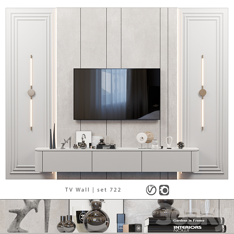 TV Wall | set 722 3DS Max Model - thumbnail 1