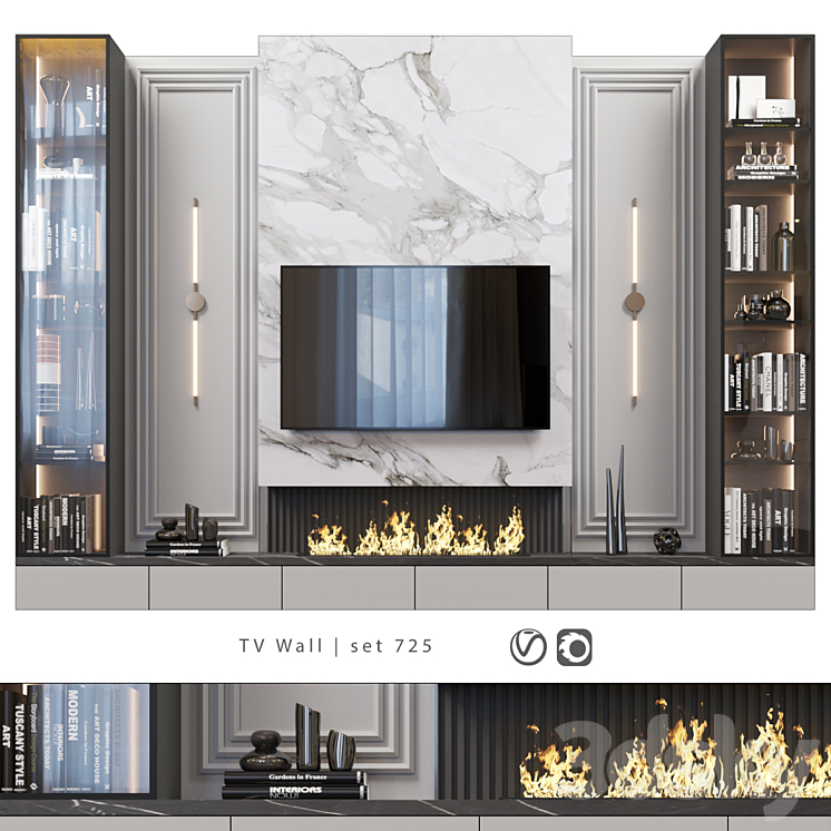 TV Wall | set 725 3DS Max Model - thumbnail 1