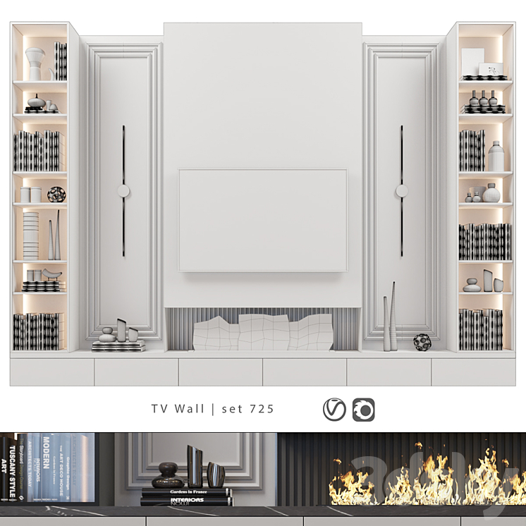 TV Wall | set 725 3DS Max Model - thumbnail 2