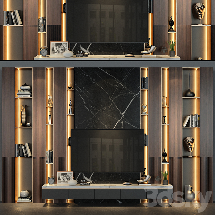 TV Wall set 75 3DS Max - thumbnail 1