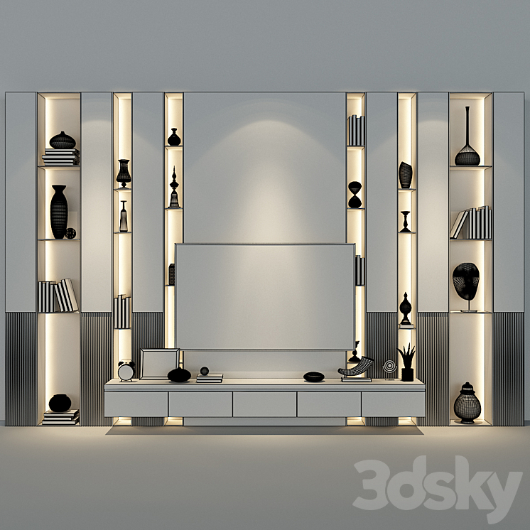 TV Wall set 75 3DS Max - thumbnail 2