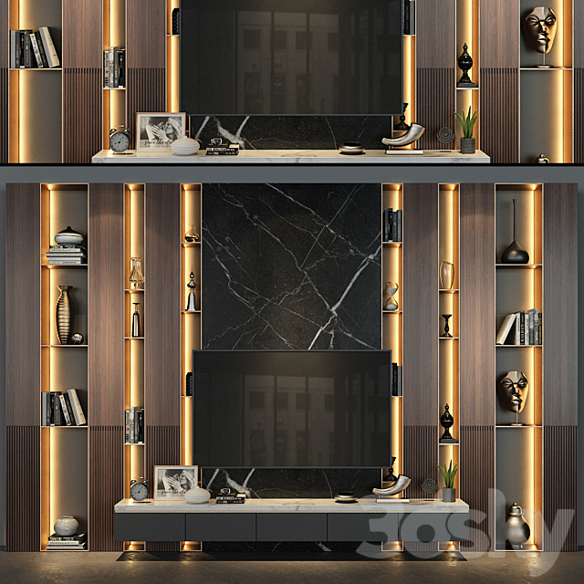 TV Wall set 75 3DSMax File - thumbnail 1