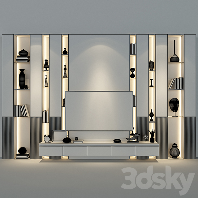 TV Wall set 75 3DSMax File - thumbnail 2