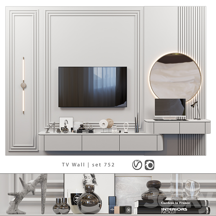 TV Wall | set 752 3DS Max Model - thumbnail 1