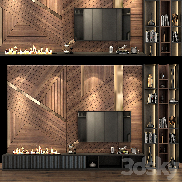 TV Wall set 78 3DS Max - thumbnail 1