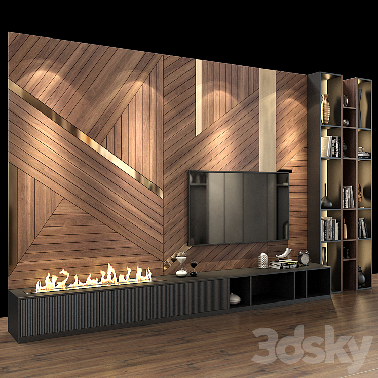 TV Wall set 78 3DS Max - thumbnail 2