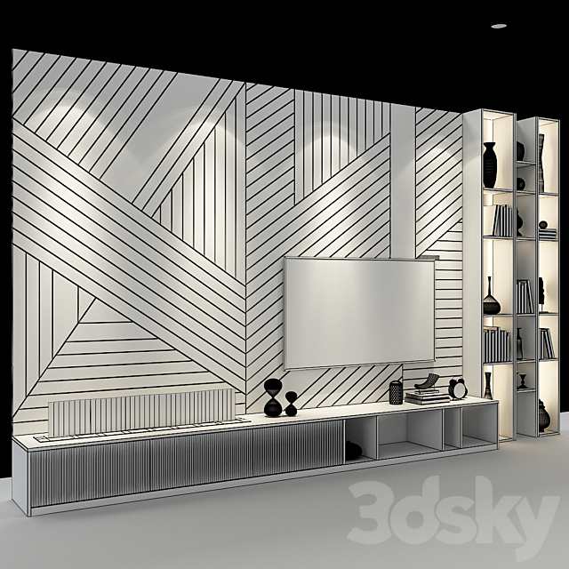 TV Wall set 78 3DSMax File - thumbnail 3