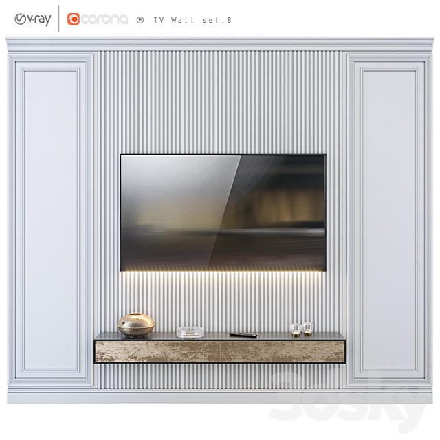 TV Wall set.8 3DS Max Model - thumbnail 2