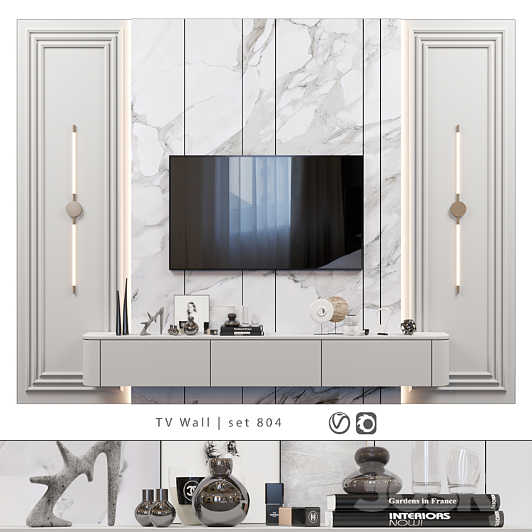 TV Wall | set 804 3DS Max Model - thumbnail 1