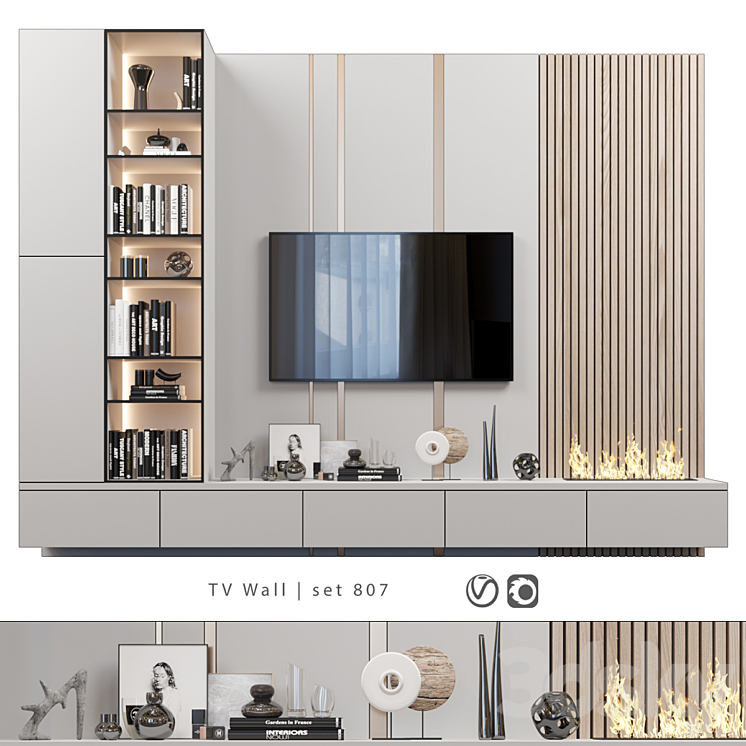 TV Wall | set 807 3DS Max Model - thumbnail 1