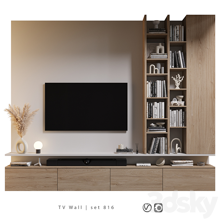 TV Wall | set 816 3DS Max Model - thumbnail 1