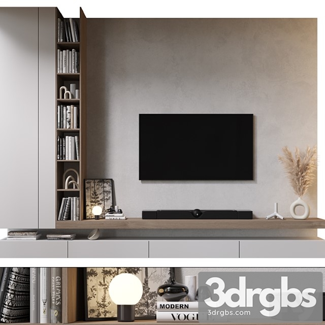 TV Wall Set 818 3dsmax Download - thumbnail 1