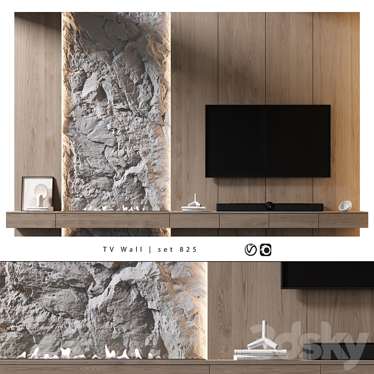 TV Wall | set 825 3DS Max Model - thumbnail 1