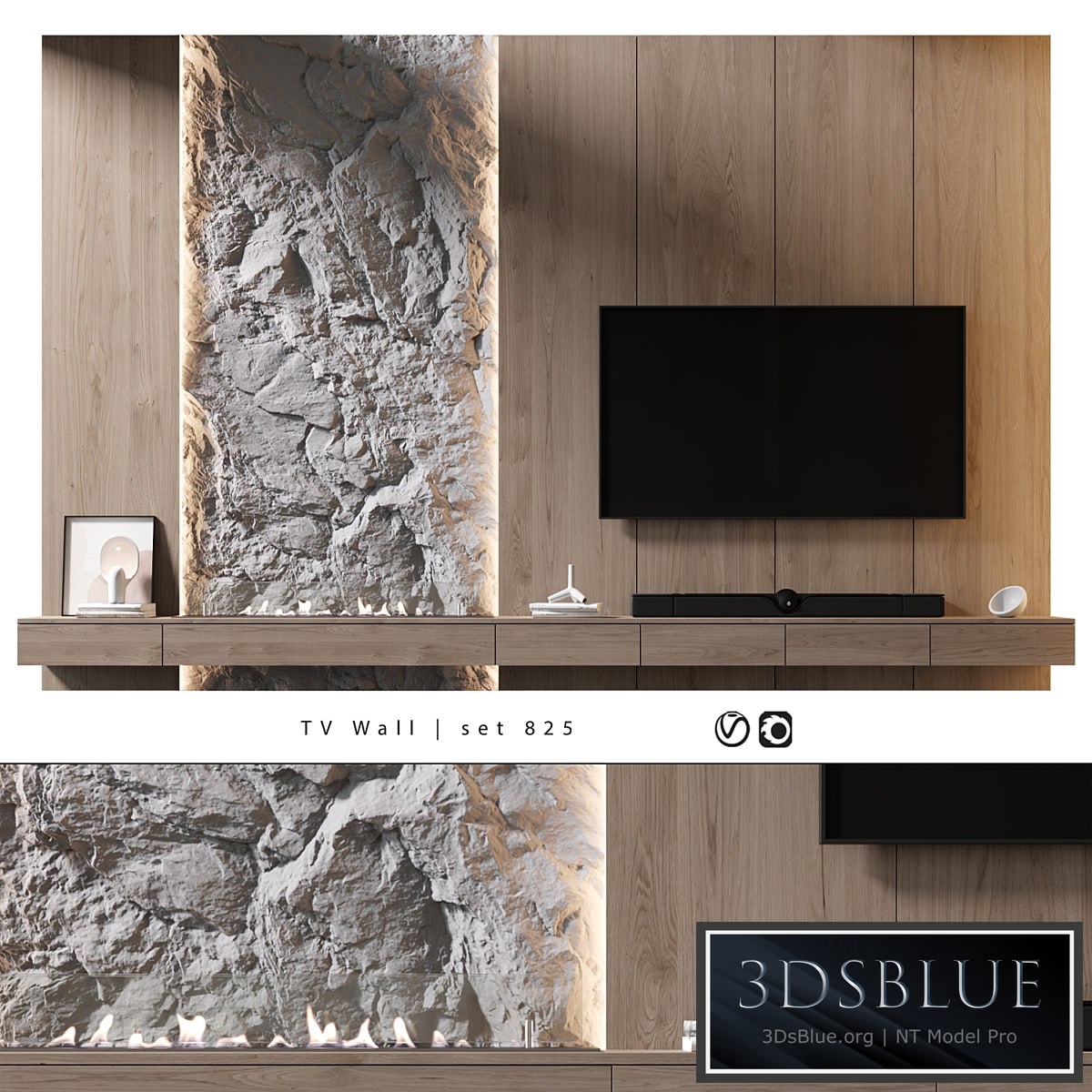 TV Wall | set 825 3DS Max - thumbnail 3