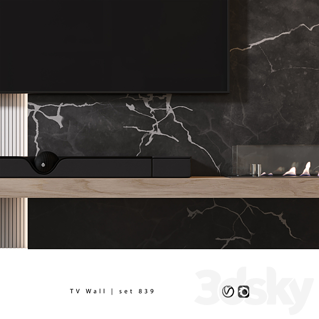 TV Wall | set 839 3DS Max Model - thumbnail 3