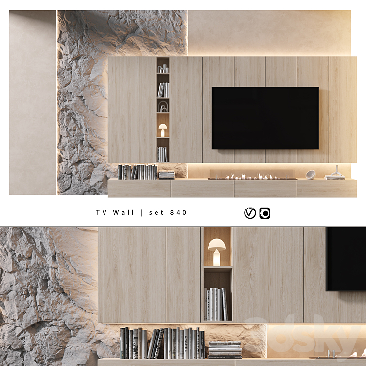 TV Wall | set 840 3DS Max Model - thumbnail 1