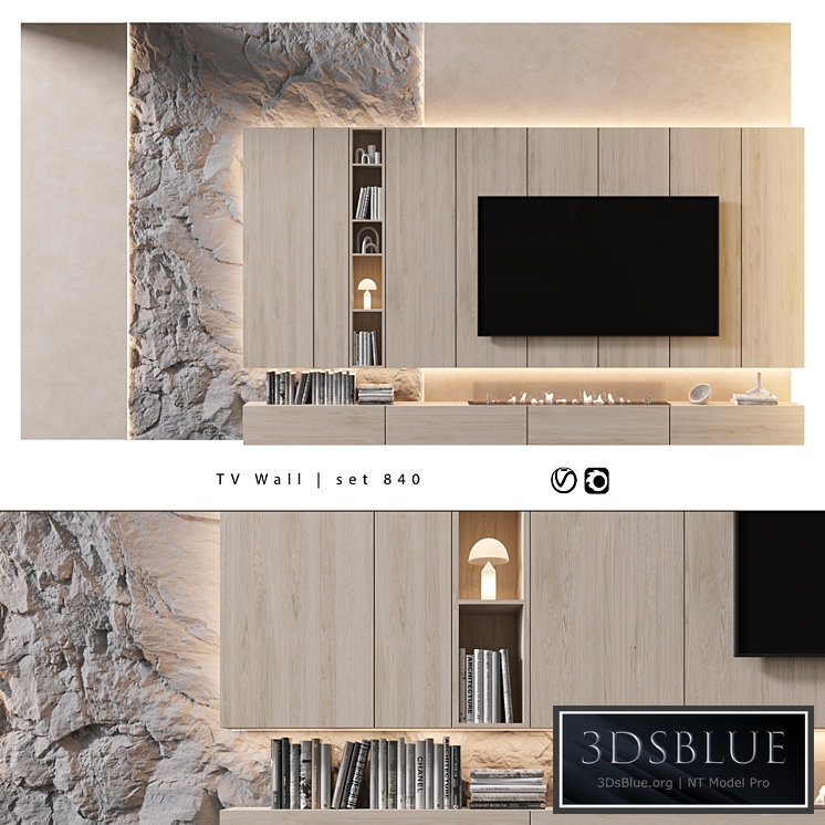 TV Wall | set 840 3DS Max - thumbnail 3