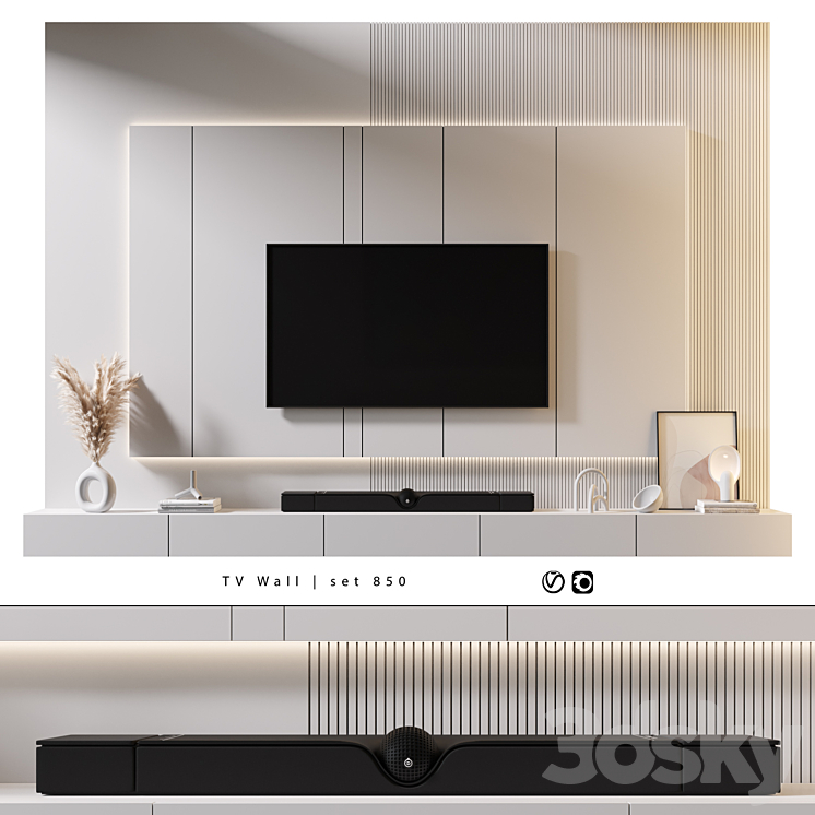 TV Wall | set 850 3DS Max Model - thumbnail 1