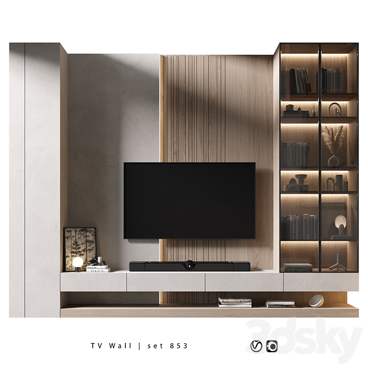 TV Wall | set 853 3DS Max Model - thumbnail 1