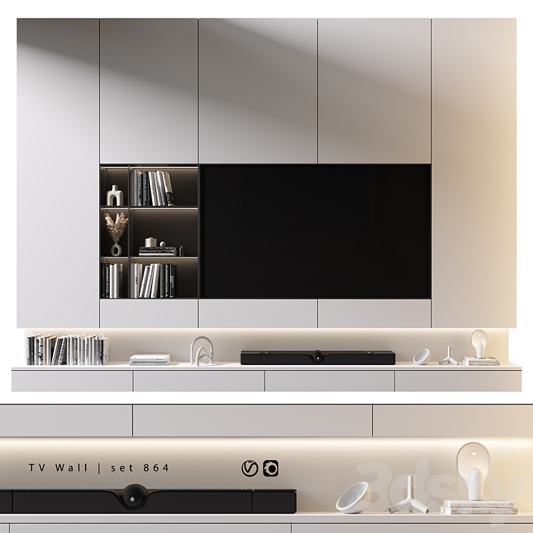 TV Wall | set 864 3DS Max Model - thumbnail 1