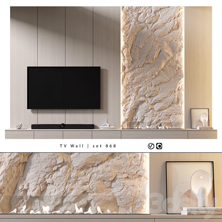 TV Wall | set 868 3DS Max Model - thumbnail 3