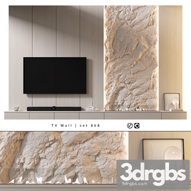 TV Wall Set 868 3dsmax Download - thumbnail 1