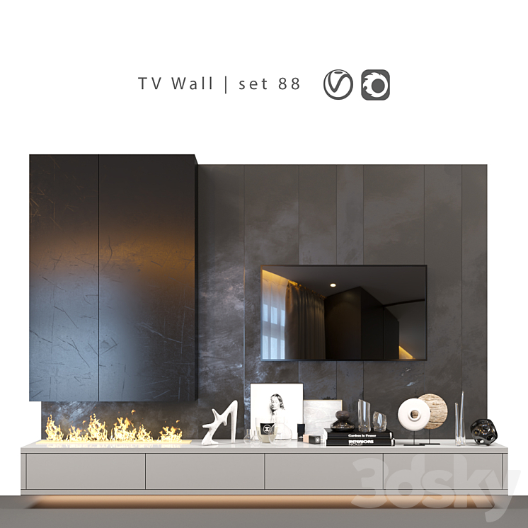 TV Wall | set 88 3DS Max - thumbnail 1