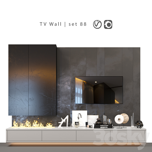 TV Wall | set 88 3DSMax File - thumbnail 1