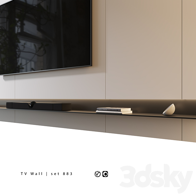 TV Wall | set 883 3DS Max Model - thumbnail 2