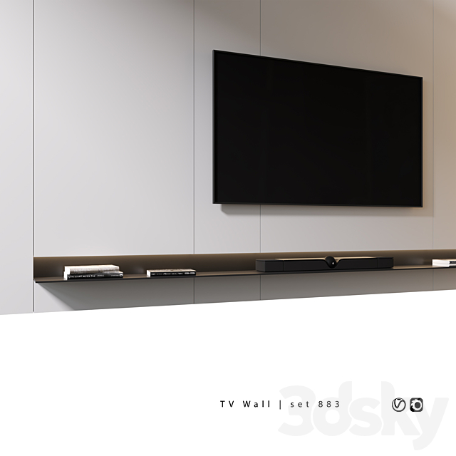 TV Wall | set 883 3DS Max Model - thumbnail 3