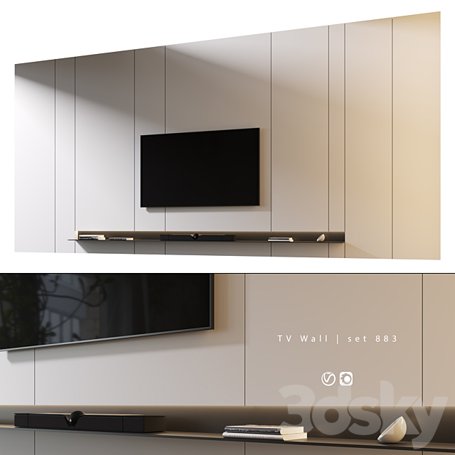 TV Wall | set 883 3DS Max Model - thumbnail 4