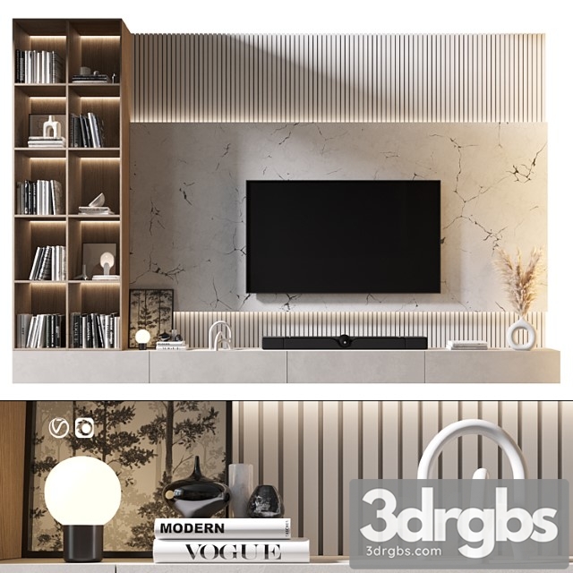 TV Wall Set 885 3dsmax Download - thumbnail 1