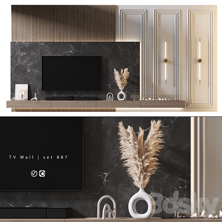 TV Wall | set 887 3DS Max Model - thumbnail 1