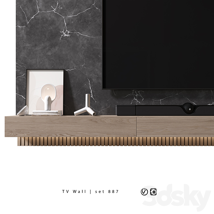 TV Wall | set 887 3DS Max Model - thumbnail 2