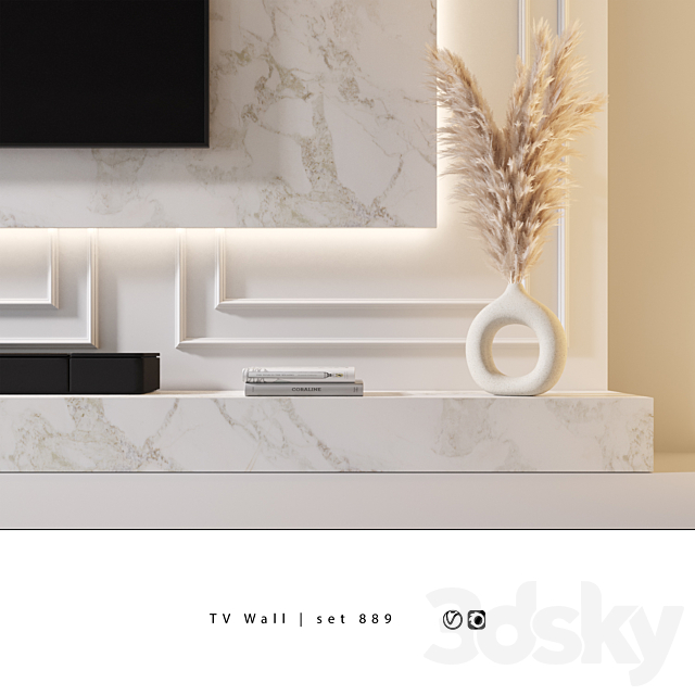 TV Wall | set 889 3DS Max Model - thumbnail 3