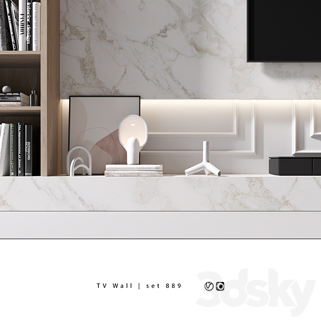 TV Wall | set 889 3DS Max Model - thumbnail 4