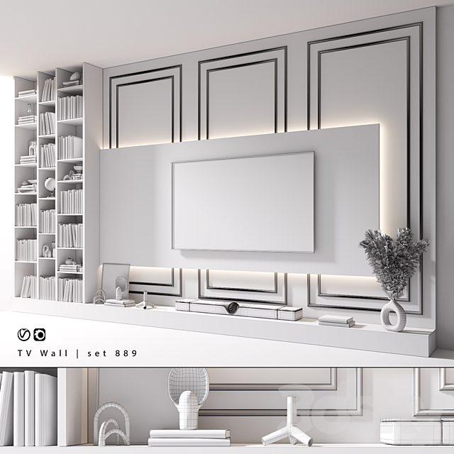 TV Wall | set 889 3DS Max Model - thumbnail 6