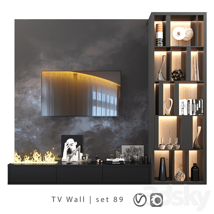 TV Wall | set 89 3DS Max - thumbnail 1