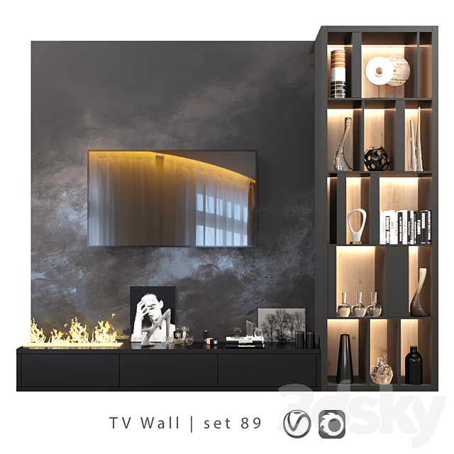 TV Wall | set 89 3DSMax File - thumbnail 1