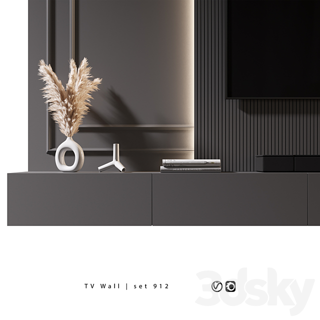 TV Wall | set 912 3DS Max Model - thumbnail 2