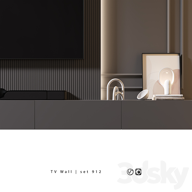 TV Wall | set 912 3DS Max Model - thumbnail 3