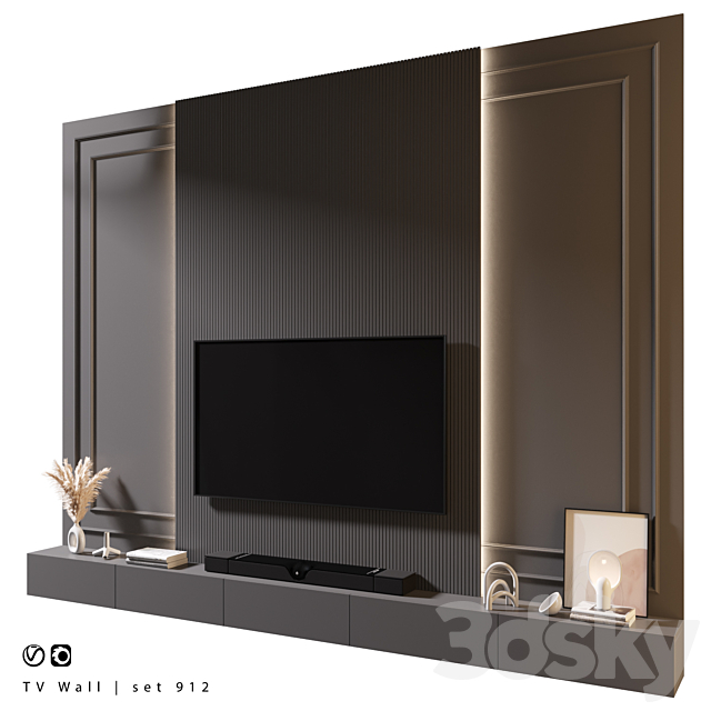 TV Wall | set 912 3DS Max Model - thumbnail 4