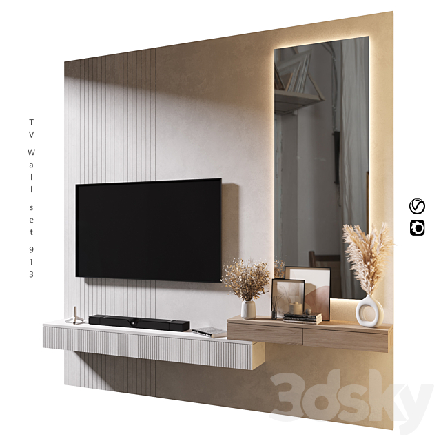 TV Wall | set 913 3DS Max Model - thumbnail 4