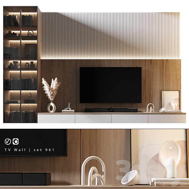 TV Wall | set 961 3ds Max - thumbnail 1