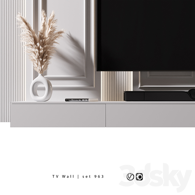 TV Wall | set 963 3DS Max Model - thumbnail 2